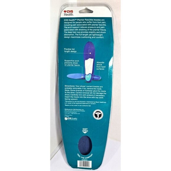 CVS Plantar Fasciitis Insoles Men's Shoe Sizes 8-13 New in Package - Picture 3 of 5